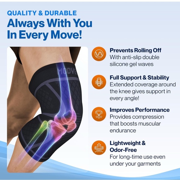 Modvel Knee Brace 2-Pack Black and Gray medium (002) - Picture 4 of 5